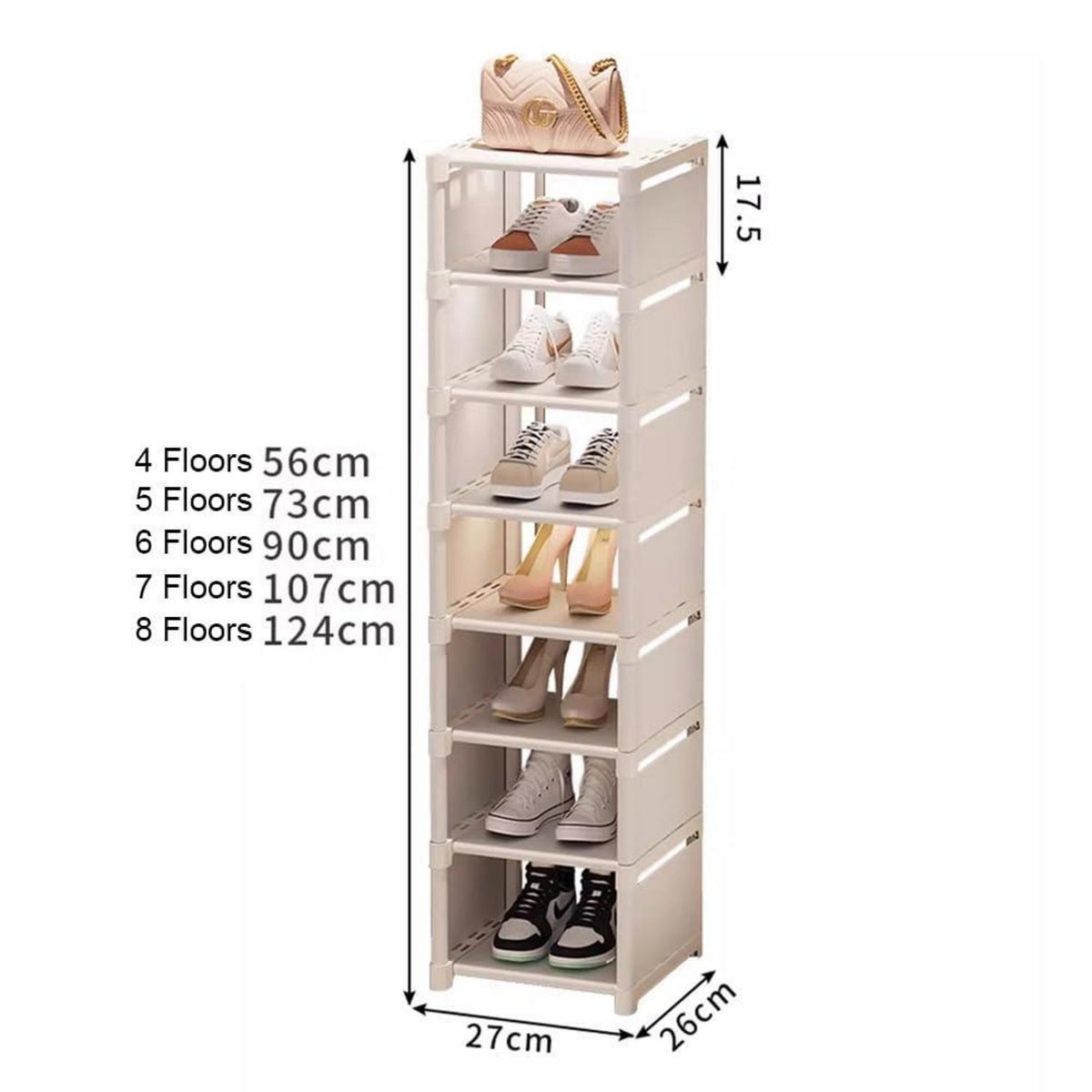 Schuhregal Weiß Schmal 8 Ebenen – Platzsparend Schuhständer