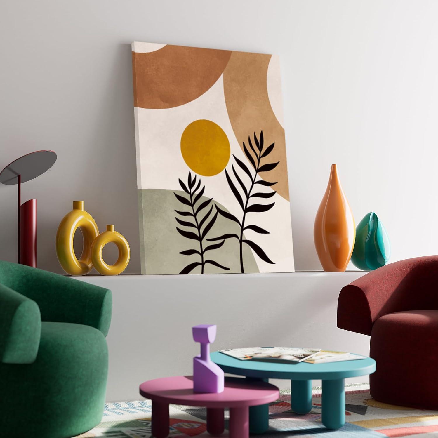 Moderne Boho Salbeigrün Wandbilder mit Morgensonne 58x40cm
