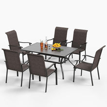 Rattan Gartenmöbel Set mit Tisch und 6 Stühlen