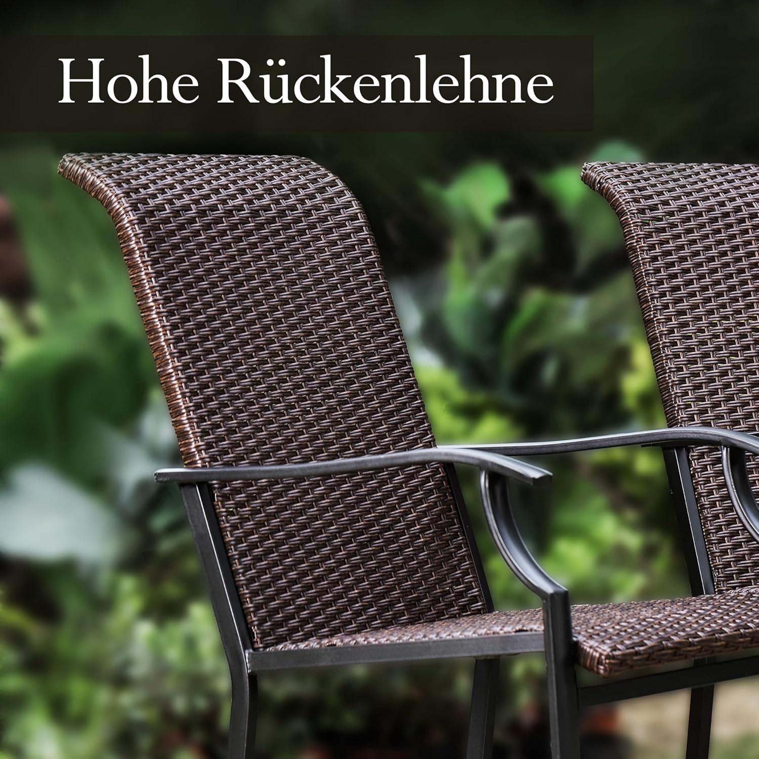 Rattan Gartenmöbel Set mit Rechteckigem Gartentisch und 6 Stühlen