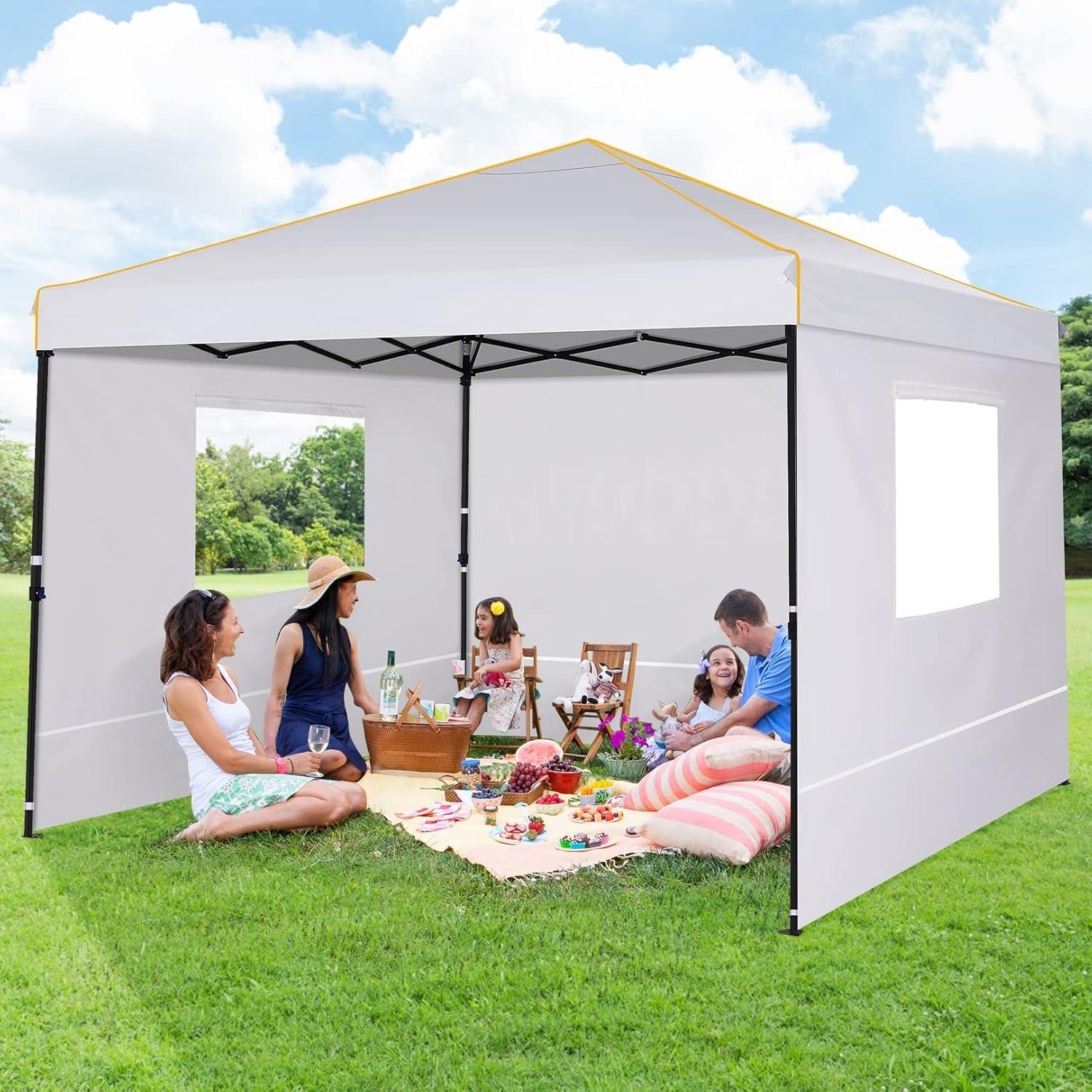 Wasserdicht Stabil Faltpavillon 3x3m Pop-Up Anti-UV Partyzelt mit Seitenwänden