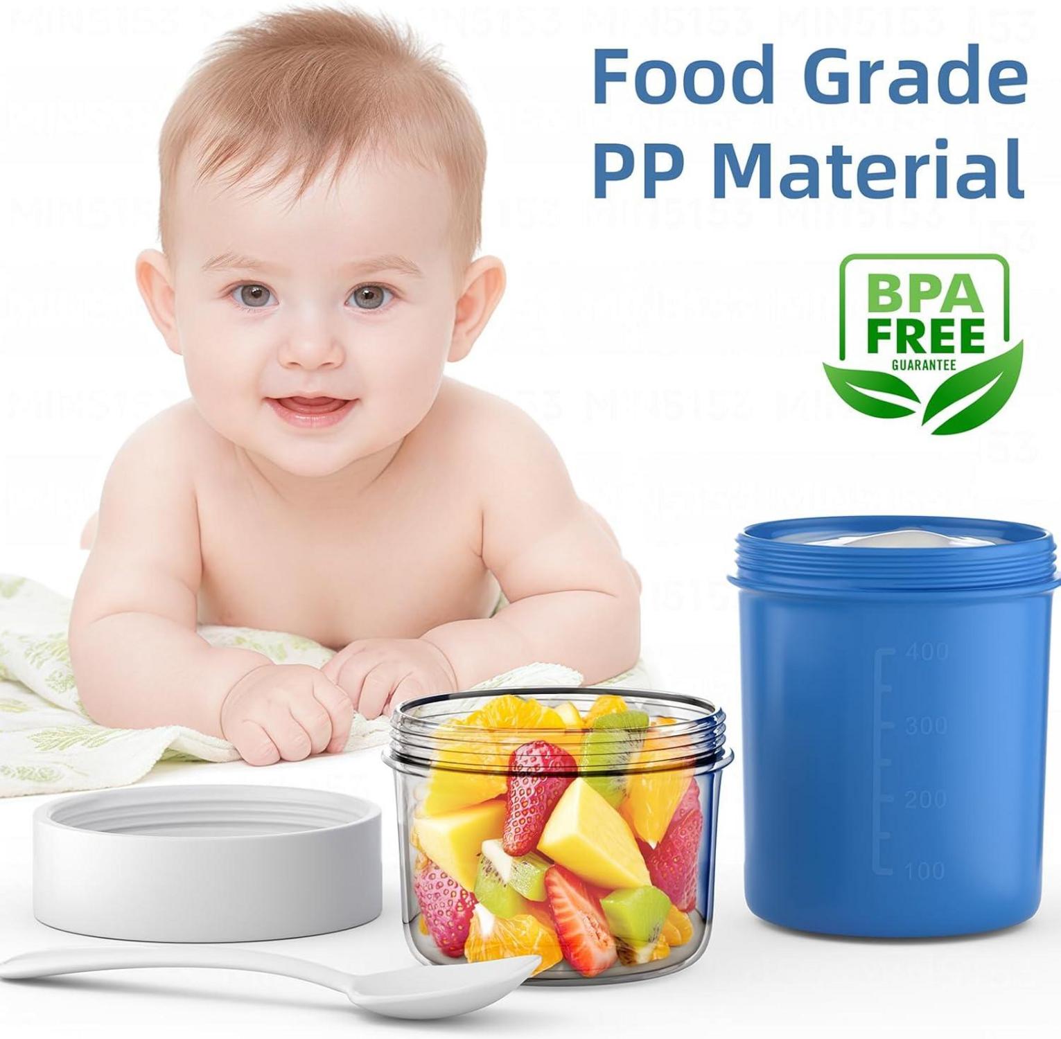 Müslibecher to Go mit Löffel 560ml+310ml Auslaufsicher Joghurt to go Becher Blau