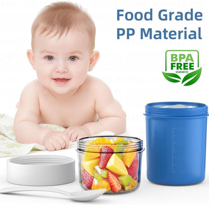 Müslibecher to Go mit Löffel 560ml+310ml Auslaufsicher Joghurt to go Becher Blau