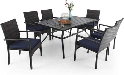 Rattan Gartenmöbel Set mit Verstellbarem Schirmloch, Wetterfest