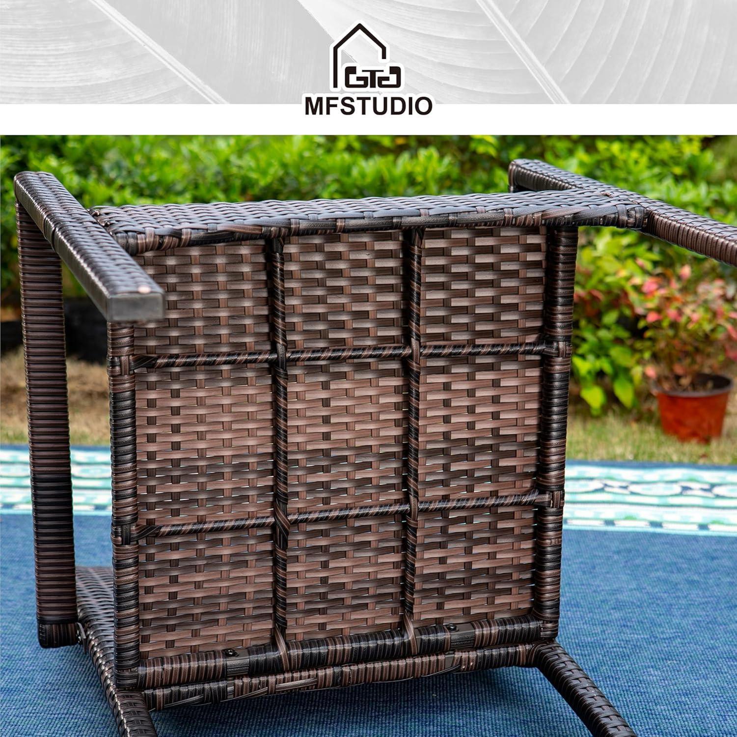 MFSTUDIO Rattan Gartenmöbel Set mit Rechteckigem Gartentisch, 6 Stühle, Wetterfest