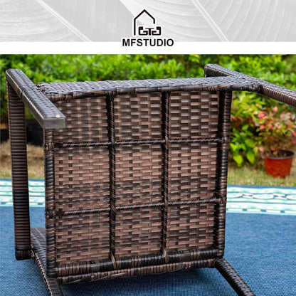 MFSTUDIO Rattan Gartenmöbel Set mit Rechteckigem Gartentisch, 6 Stühle, Wetterfest