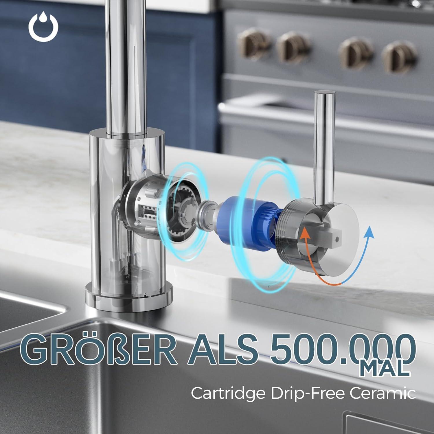 FORIOUS Wasserhahn Küche Edelstahl 360° drehbar