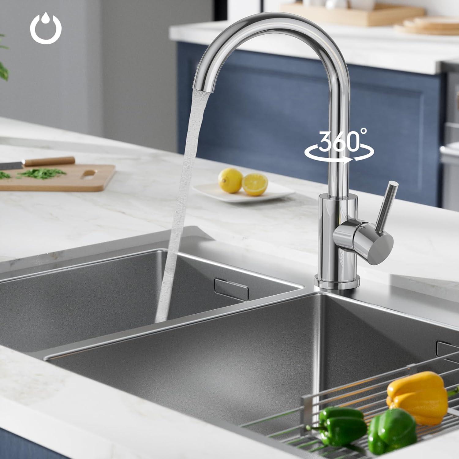 FORIOUS 360° Drehbarer Wasserhahn Edelstahl Küchenarmatur