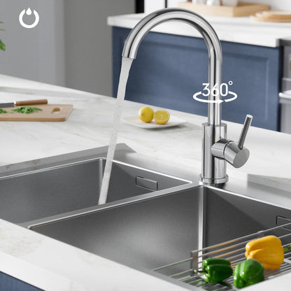 FORIOUS 360° Drehbarer Wasserhahn Edelstahl Küchenarmatur