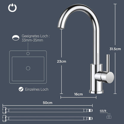 Wasserhahn Küche 360° Drehbar Spülenarmatur Edelstahl Einhebelmischer