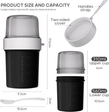 Müslibecher to Go Auslaufsicher Joghurtbecher Praktisch Schwarz