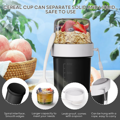 Müslibecher to Go 2-in-1 mit Löffel, 560ml+310ml Auslaufsicher