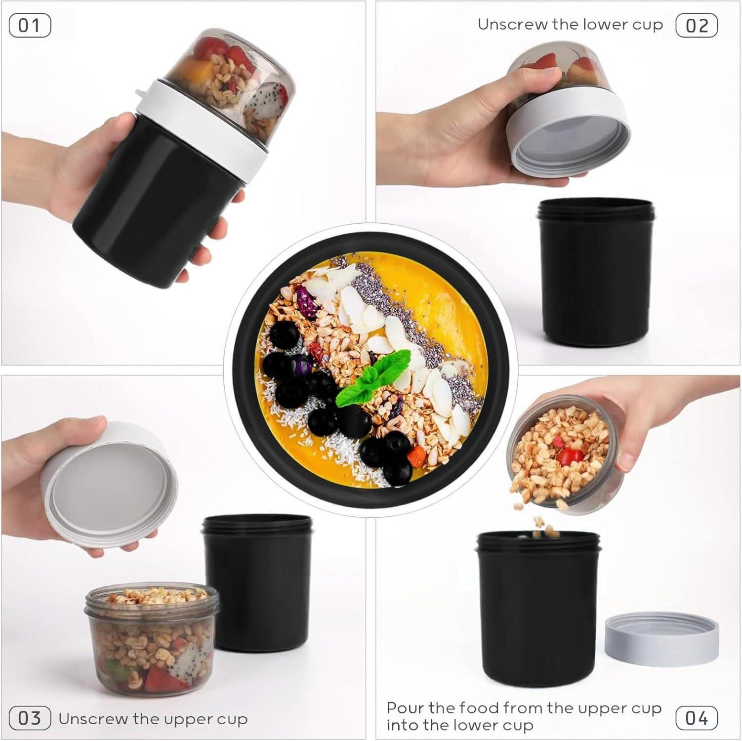 Müslibecher to Go mit Löffel Auslaufsicher 560ml+310ml Joghurtbecher 2