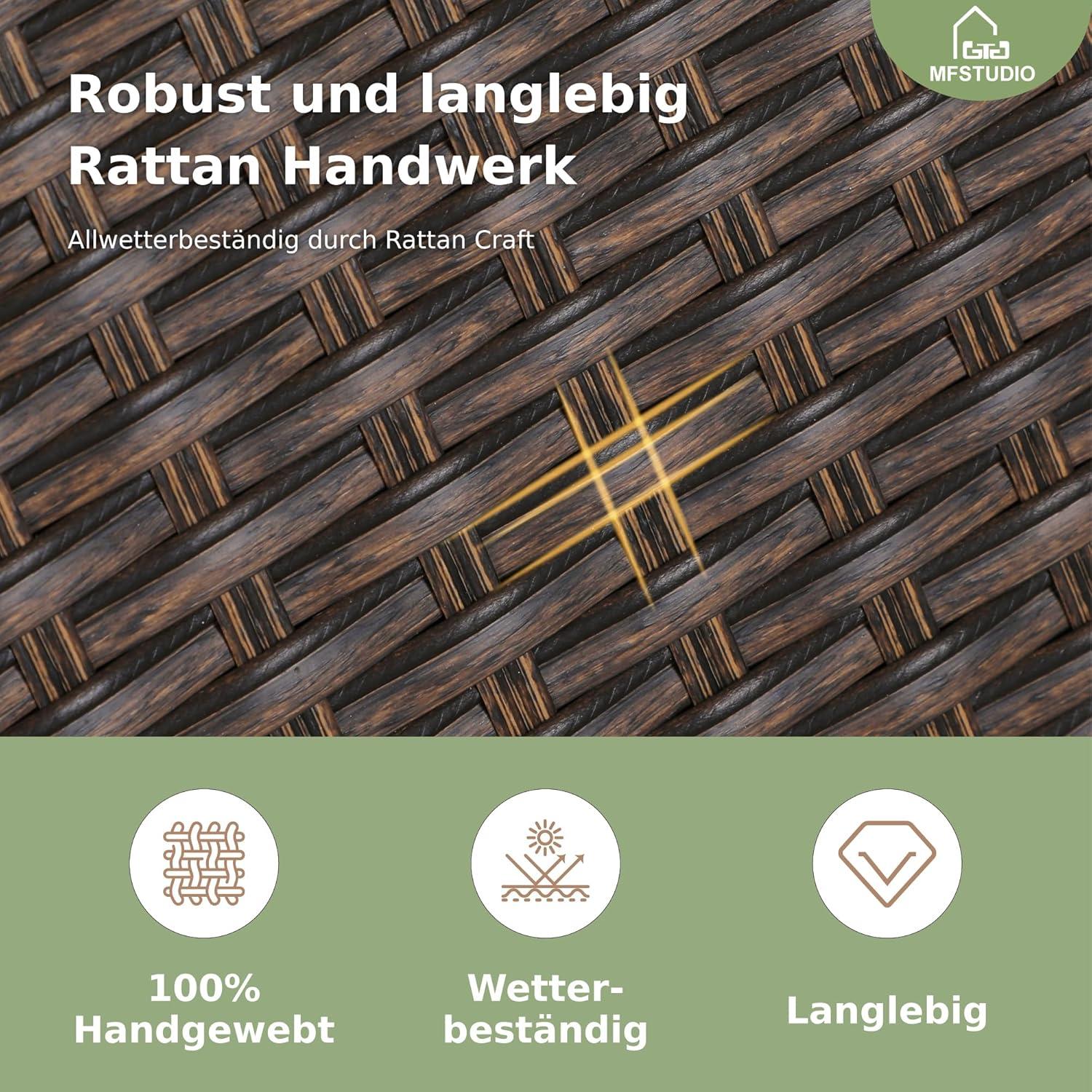 Rattan Gartenmöbel Set 6 Stühle mit Tisch Wetterfest