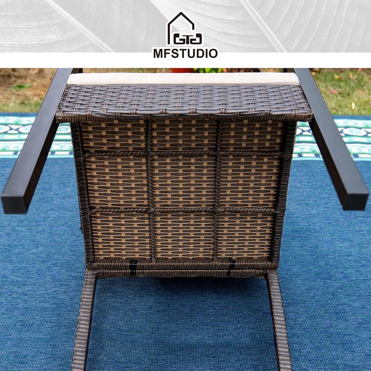 MFSTUDIO Rattan Gartenmöbel Set 6 Stühle mit Tisch, Wetterfest