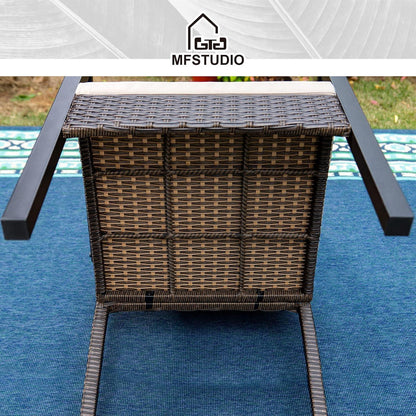MFSTUDIO Rattan Gartenmöbel Set 6 Stühle mit Tisch, Wetterfest