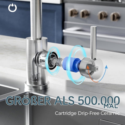 FORIOUS 360° Drehbarer Wasserhahn Küche Edelstahl