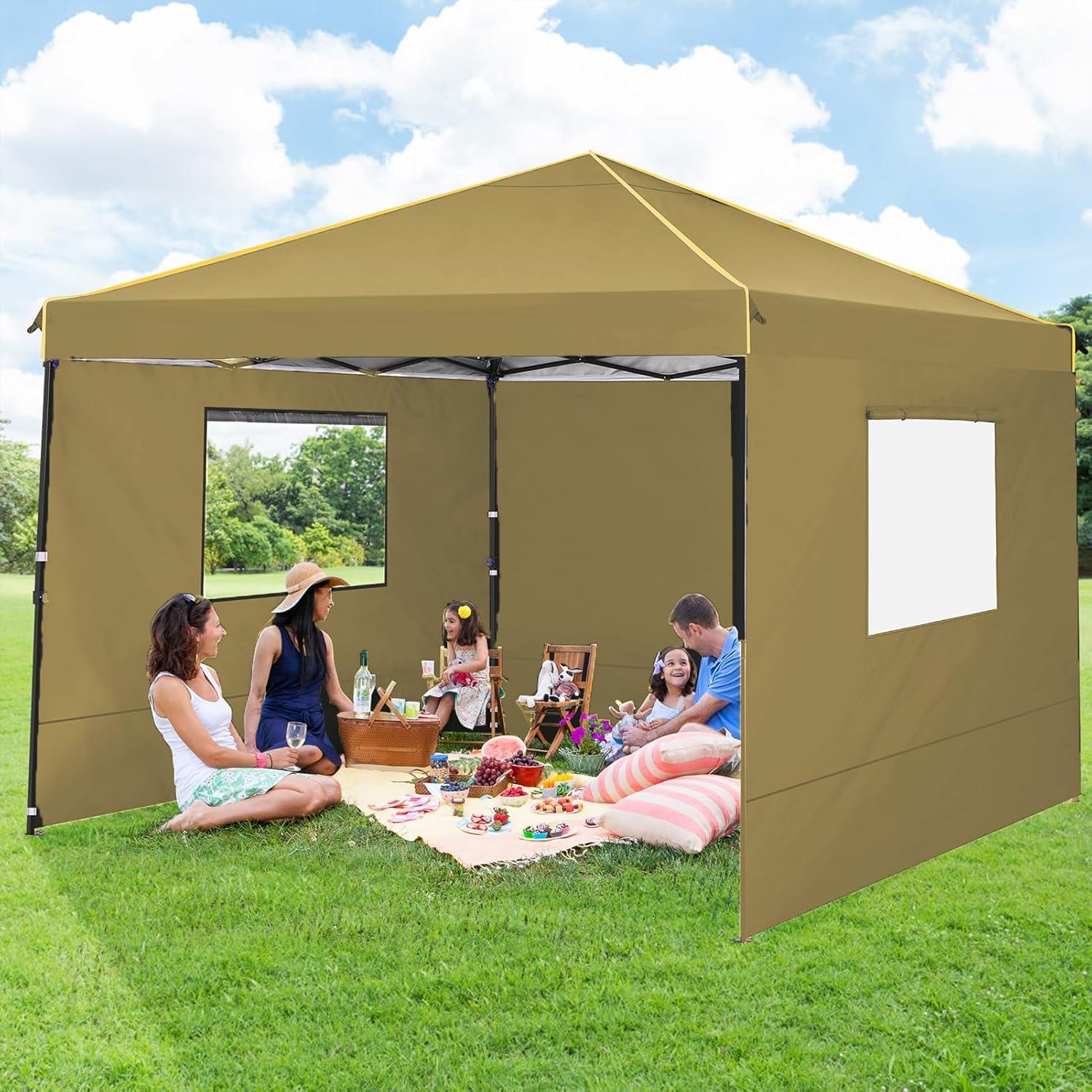 COBIZI Faltpavillon 3x3m Wasserdicht Stabil 4 Seitenwände Khaki