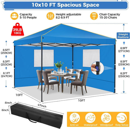 Faltpavillon 3x3m Wasserdicht Stabil mit 4 Seitenwänden Winterfest
