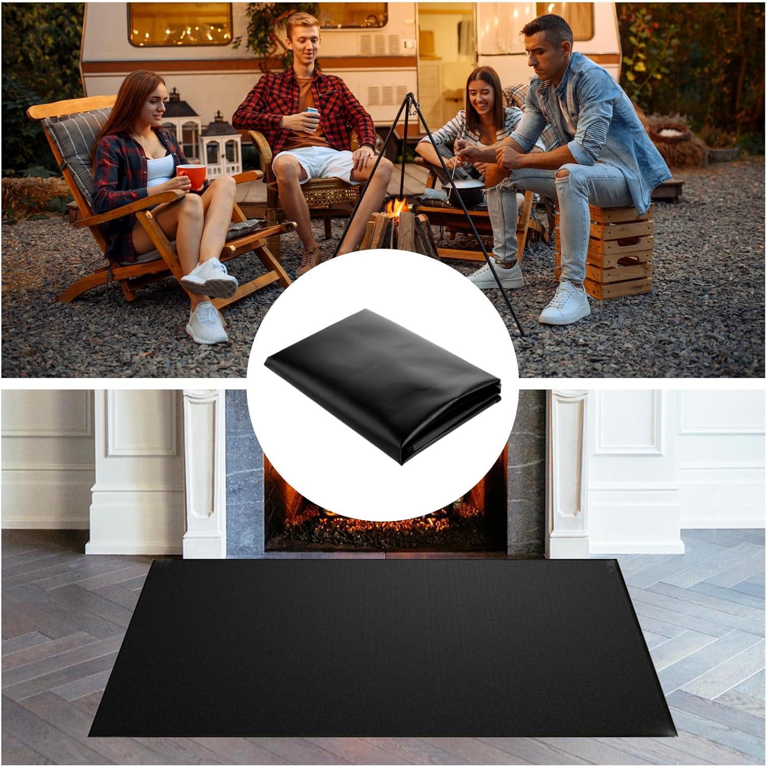 Feuerfeste Grillmatte Unterlage 120x76cm Bodenschutz Hitzeschutzmatte
