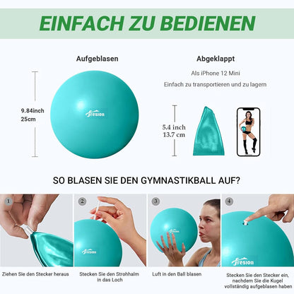 Gymnastikball Pilates-Ball 25cm Blaugrün Anti-Burst Yoga-Fitnessball