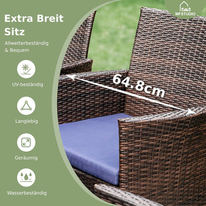 Rattan Gartenmöbel Set mit Verstellbarem Schirmloch - Wetterfest & Robust