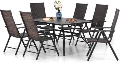 Rattan Gartenmöbel Set mit Tisch und 6 Stühlen Wetterfest