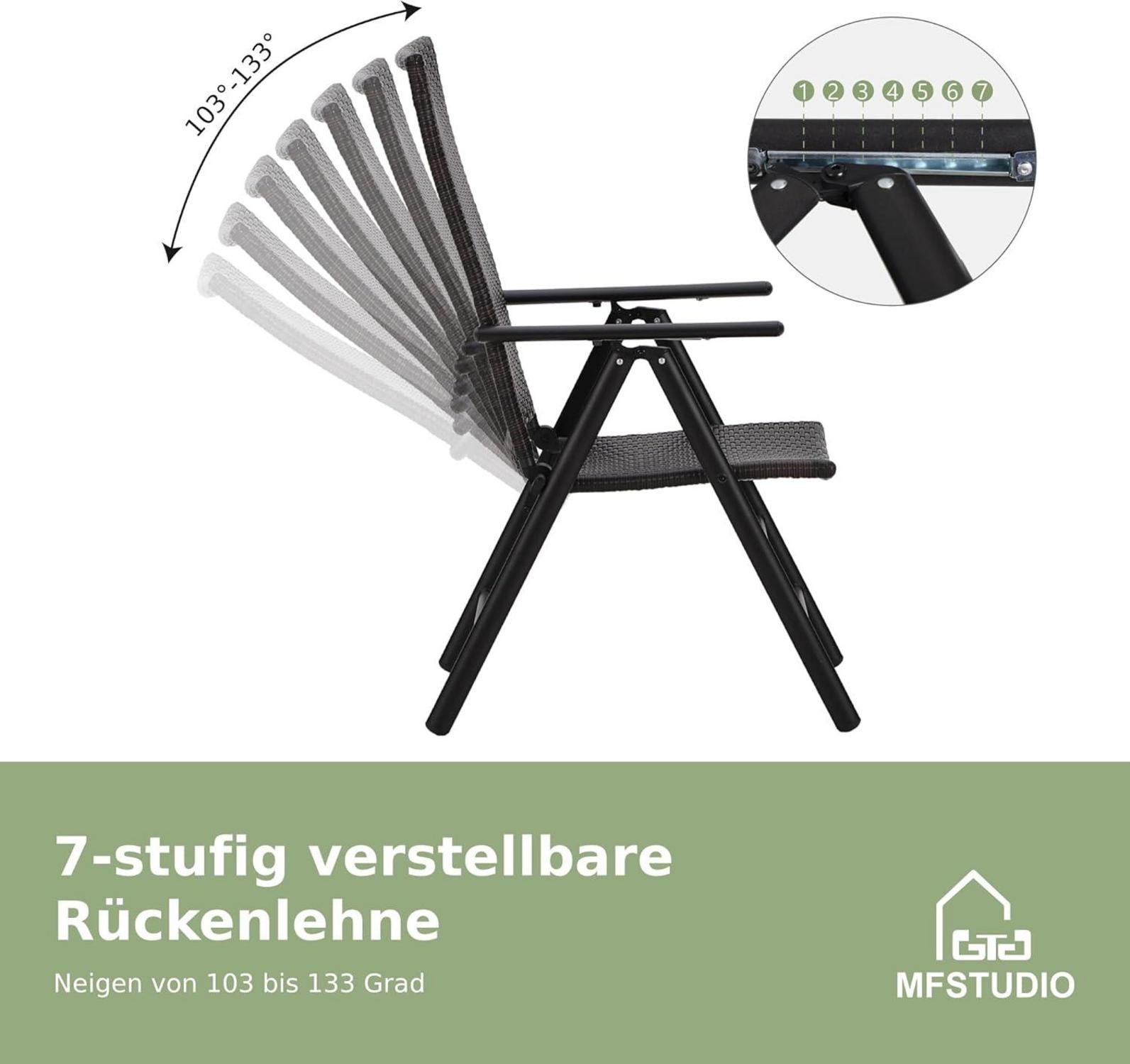MFSTUDIO Rattan Gartenmöbel Set 6 Stühle mit Tisch
