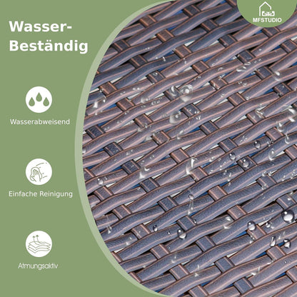 MFSTUDIO Rattan Gartenmöbel Set mit Esstisch und 6 Stühlen, Wetterfest, PE Rattan, E-Beschichtungsstahlrahmen