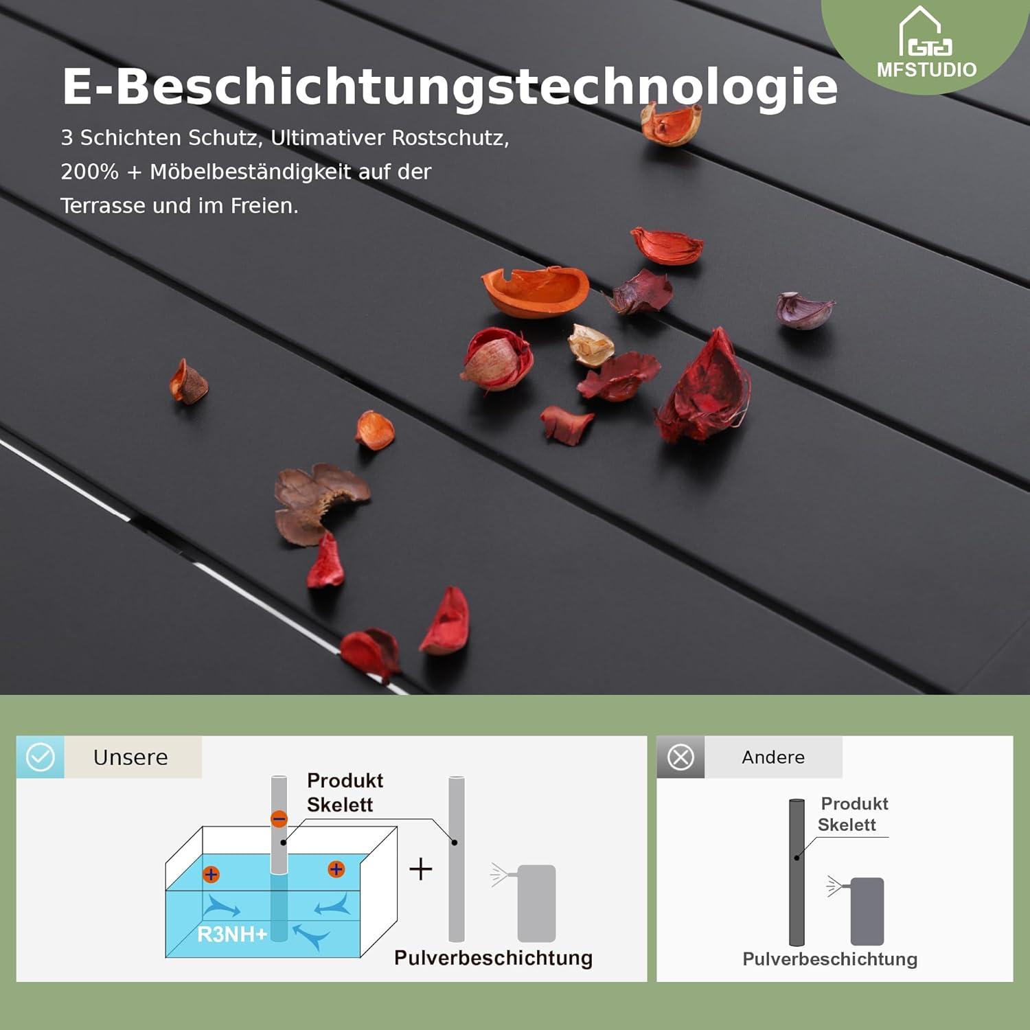 Rattan Gartenmöbel Set 6 Stühle Gartentisch verstellbarem Schirmloch