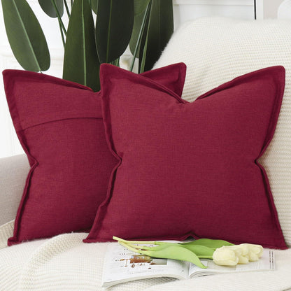 2x Kissenbezug Imitationsleinen 45x45 cm Rot