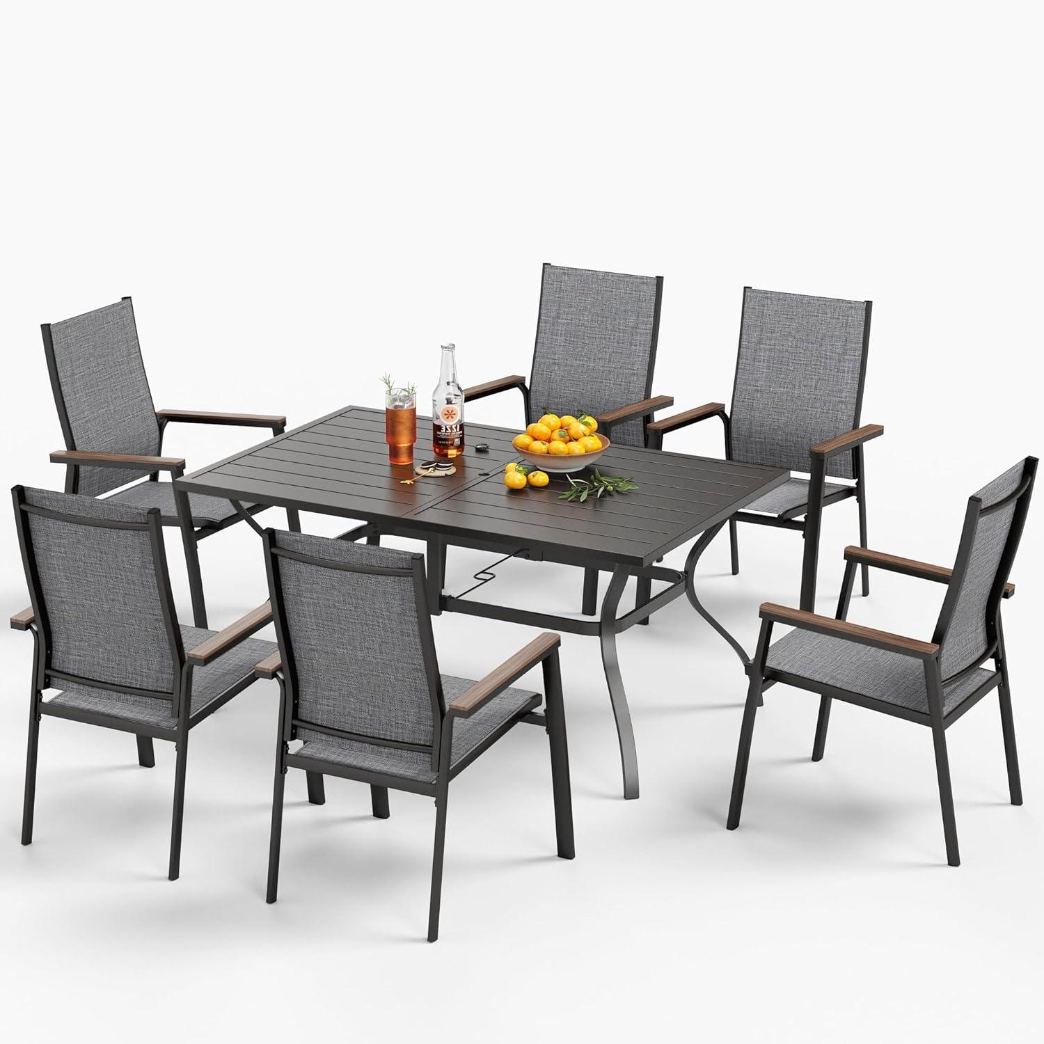 Gartenmöbel Set Rechteckiger Gartentisch Rattan Sitzgruppe Wetterfest