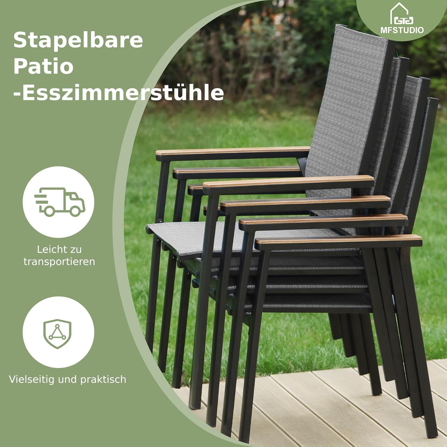Gartenmöbel Set Rattan 6 Stühle mit Tisch Wetterfest