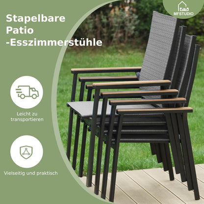 Gartenmöbel Set Rattan 6 Stühle mit Tisch Wetterfest