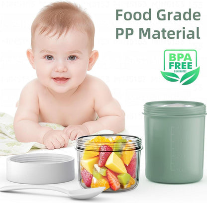 Praktischer Müslibecher to Go mit Löffel 870ml Auslaufsicher Grün