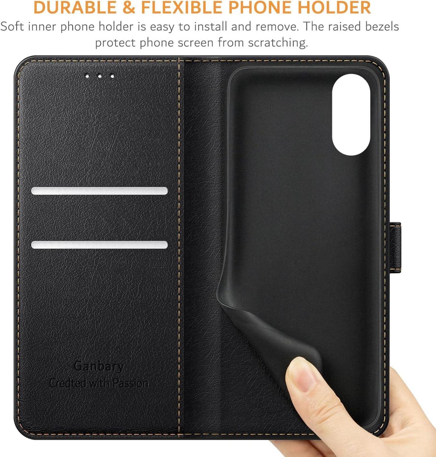 Handyhülle für Sony Xperia 10 VI Premium Leder Klapphülle Schwarz