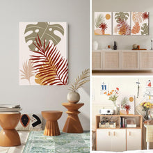 Boho Botanische Wandbilder Salbeigrün Orange Schlafzimmer