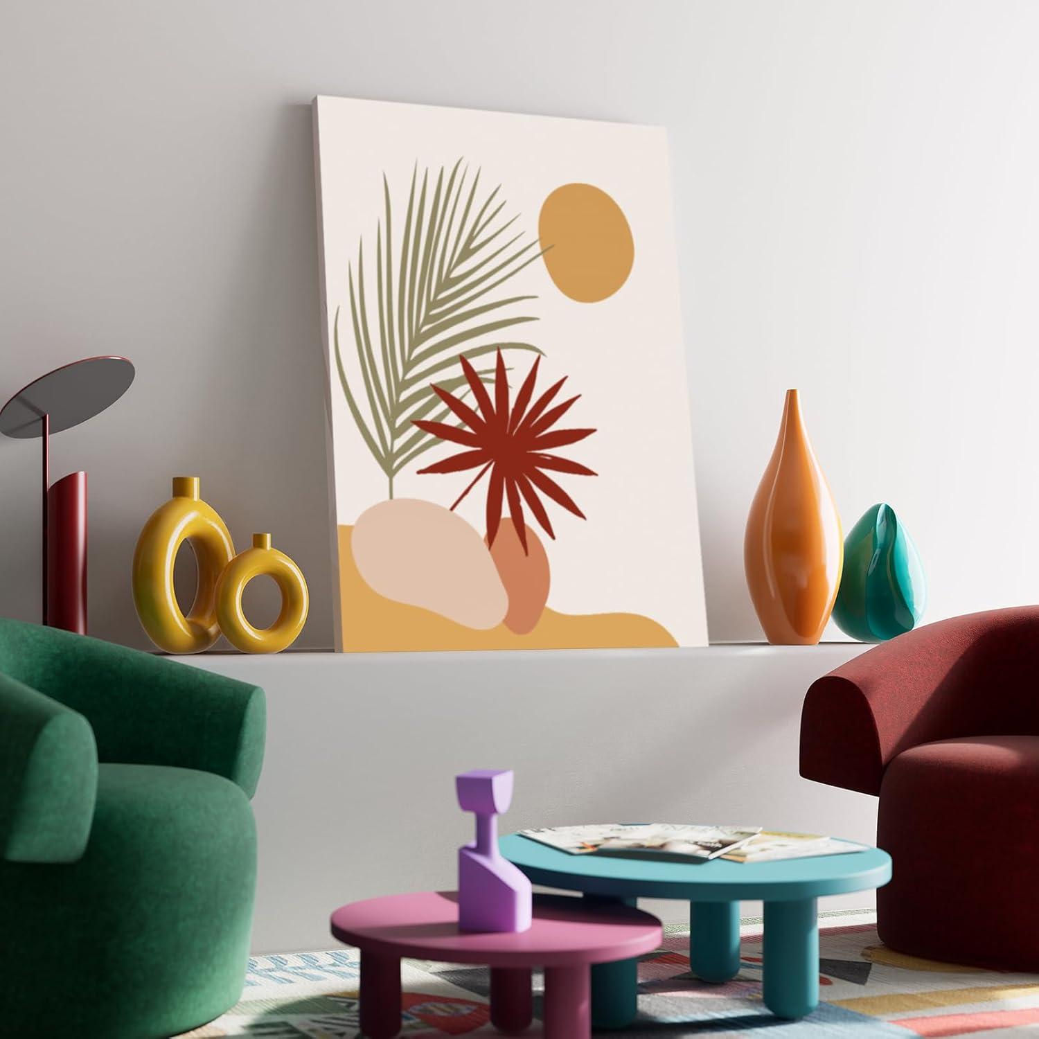 Boho Botanische Wandbilder Salbeigrün Orange Rotbraun Nordic Modern