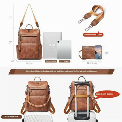 Rucksack Damen Laptopfach 15,6 Zoll Wasserdicht Business in Lederoptik