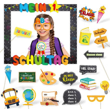 Einschulung Fotobox Accessoires mit Fotorahmen und 20 Foto Requisiten