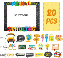 Einschulung Fotobox Accessoires Set mit Fotorahmen und 20