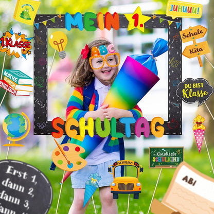 Einschulung Fotobox Accessoires Fotorahmen und 20 Foto Requisiten
