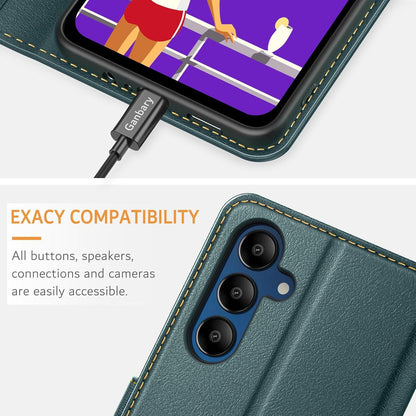 Handyhülle Samsung Galaxy A15 A15 5G Leder Flipcover Dunkelgrün