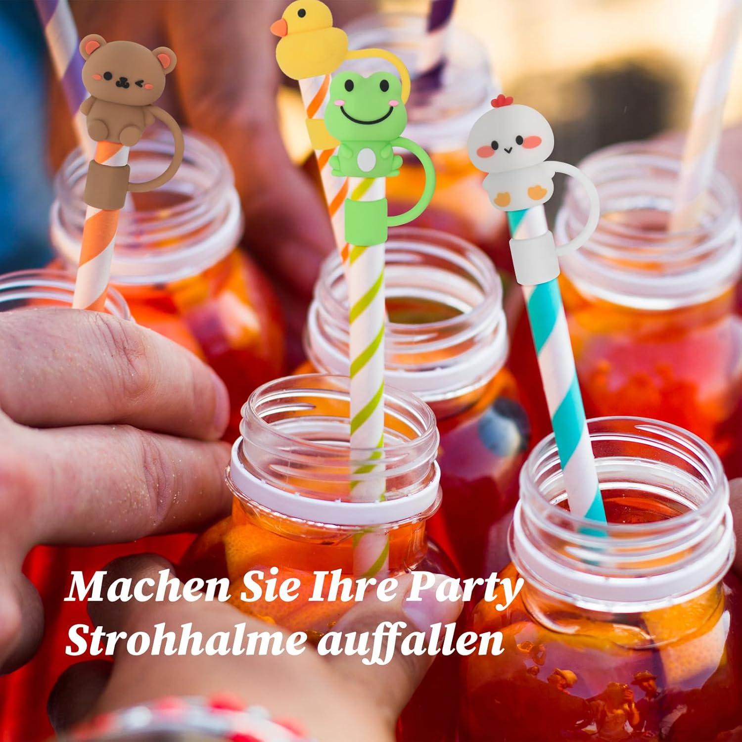 12er Set Strohhalm Abdeckung Kuhdesign für Stanley Cup - Silikon