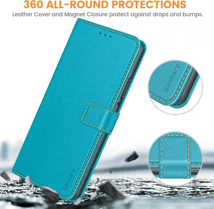 Leder Flipcase für Samsung Galaxy A15 / A15 5G, Blau mit Kartenschlitzen
