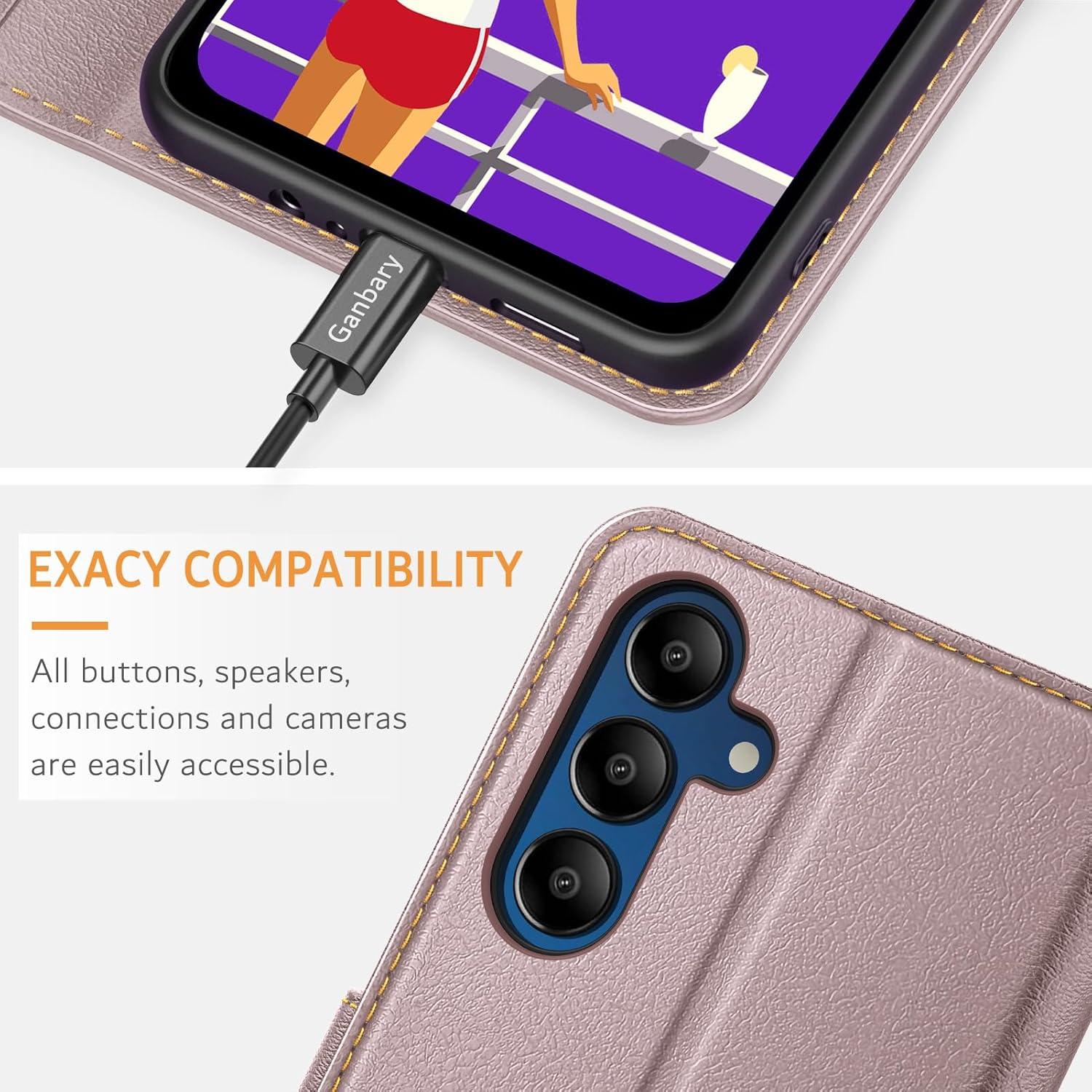 Samsung Galaxy A15 Handyhülle Lederhülle mit Kartenfächern Standfunktion