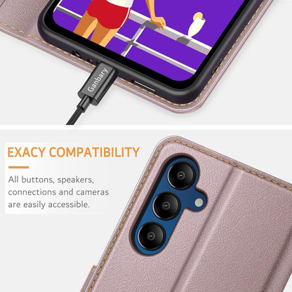 Samsung Galaxy A15 Handyhülle Lederhülle mit Kartenfächern Standfunktion