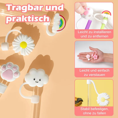 8er Set Silikon Strohhalm Abdeckung für Stanley Cup 10mm Zubehör