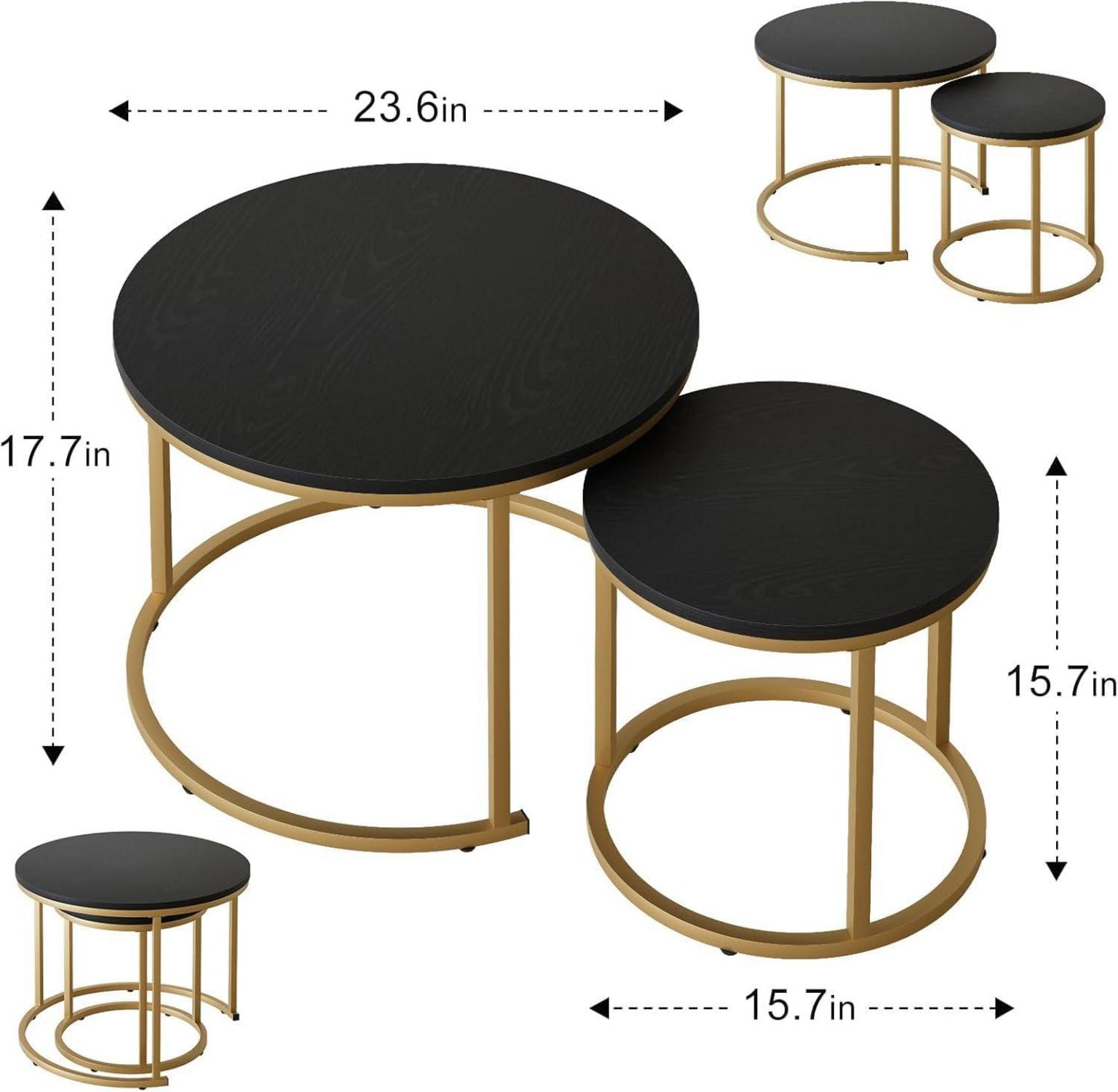 Set runder Beistelltische mit Metallrahmen, weißer Platte, 60cm