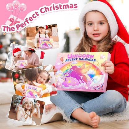 Adventskalender Mädchen 2024 mit Kosmetik & Schmuck, Einhorn-Thema